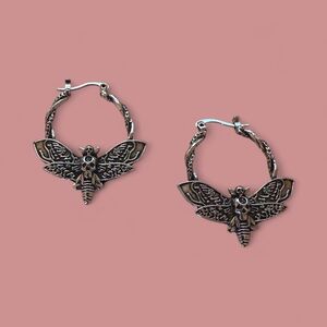 1.5” Silver Moth Hoop Earrings